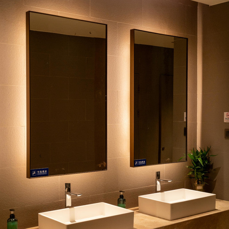 Badkamerspiegel met LED Verlichting — Zwart Frame