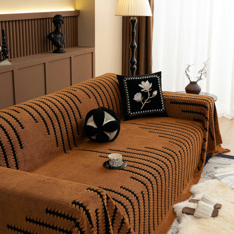 Luxe Bankhoes met Gestreept Patroon — Cognac Bruin