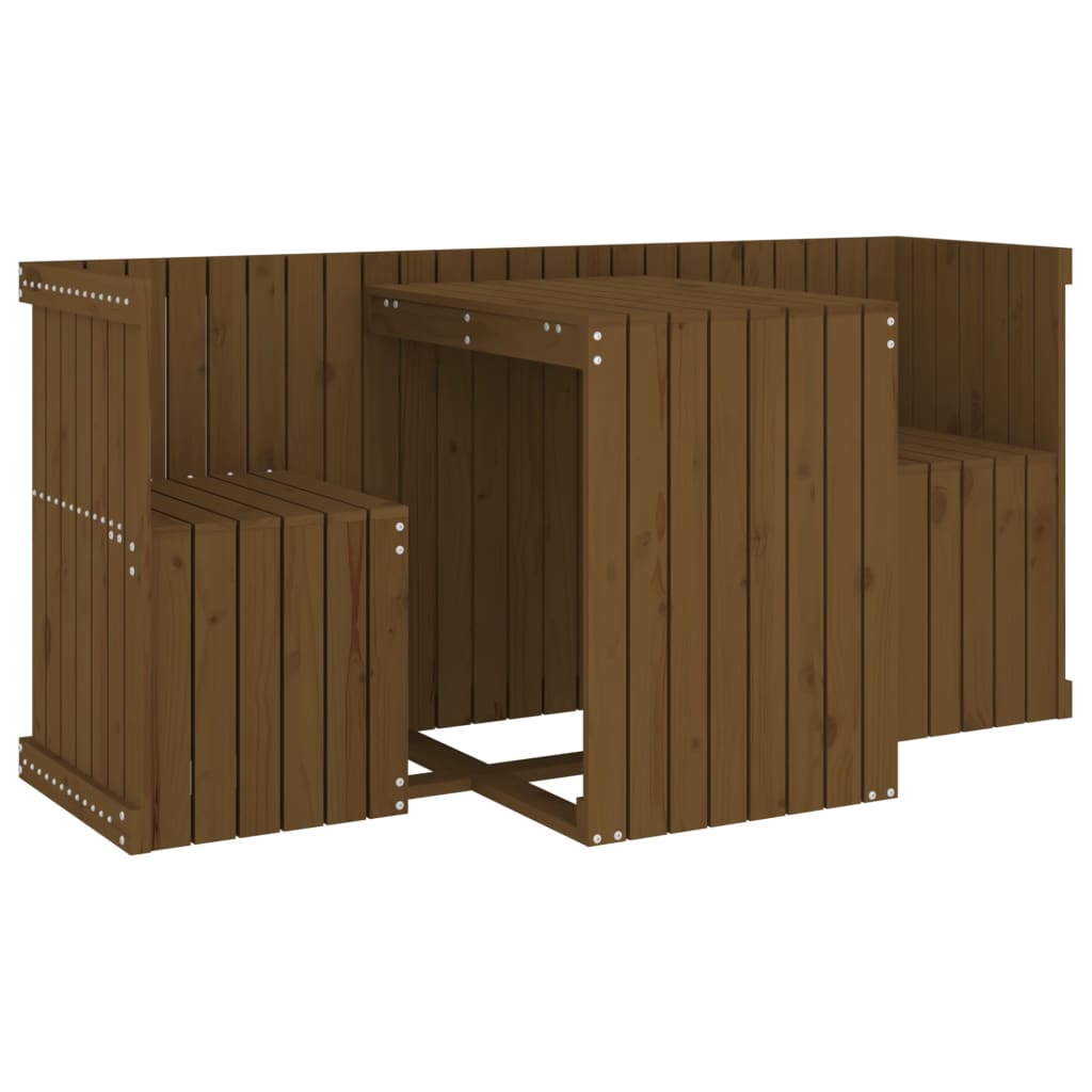 Houten Balkonset met Tafel en 2 Banken — Teak Bruin
